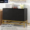 KTMBDW Cabinet with 2 Doors and 1 Shelf, Openwork Carved Storage Cabinet with Golden Metal Legs, Wood Frame for Living Room or Entryway, Black - 4 of 4