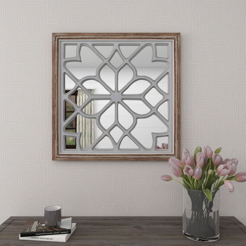 Wood Geometric Carved Wall Mirror White - Olivia &#38; May, 5 of 17