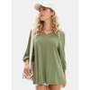 EXLURA Summer 3/4 Length Sleeve Womens Tops Casual Loose V Neck Tunic Tops Oversize T Shirts Solid Basic Tees Blouses 2025 - 4 of 4