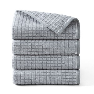 TOWN & COUNTRY EVERYDAY 4-Piece Textured Windowpane Bath Towel Set - 1 of 4