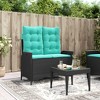 vidaXL Reclining Patio Bench with Cushions - Black Poly Rattan, Adjustable Backrest, Removable Covers, Outdoor Garden Furniture - 2 of 4