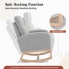 Rocking Nursery Chair, Upholstered Rocking Chairs for Mom Nursery, Recliner Armchair with High Backrest & Wood Base and Side Pocket - 4 of 4