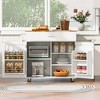 Mobile Kitchen Island Cart featuring Rubberwood Counter, Storage Space, Roomy Drawer with Partition & Inner Rack, and an Adjustable Shelf Tower Rack - 2 of 4