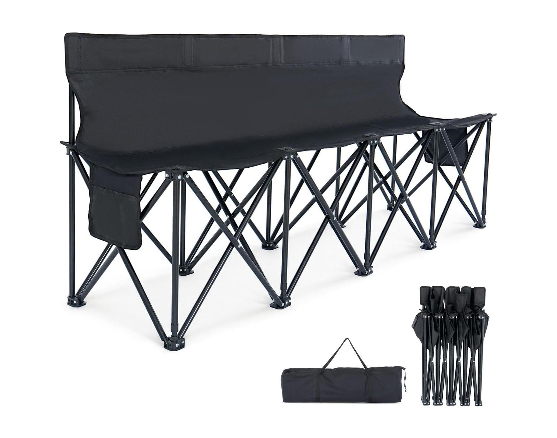 Docred Portable Bench 4/6/9 Seat Soccer Benches for Team, Folding Soccer Bench Chair Sideline Benches Camping Chairs with Carry Bag