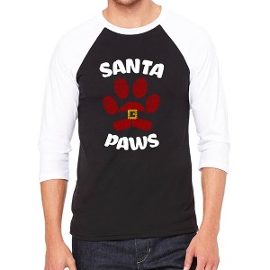 LA Pop Art Santa Paws - Men's Raglan Baseball Word Art T-Shirt - 1 of 4