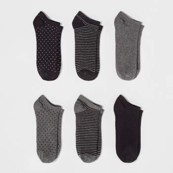 Women's 6pk Mary Jane Fold Over Cuff Crew Socks - A New Day™ Black 4-10