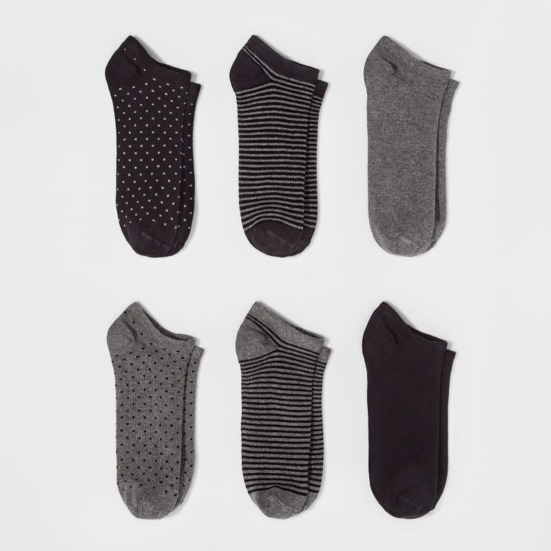 Women&#39;s Multipattern 6pk Low Cut Socks - A New Day&#8482; Black 4-10, 1 of 3
