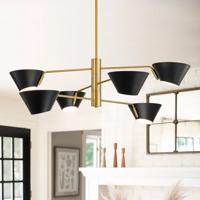 Rennnsan Orlena 46"W 6-Light Tiered Classic Dimmable Chandelier in Black