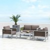 Tangkula Outdoor Rectangle Coffee Table Aluminum Side Table w/ Tempered Glass Tabletop - 2 of 4