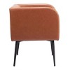 Dining Chair 29.3"H Brown – Faux Leather Upholstered Seat with Black Steel Frame & Armrests by Zuo Modern - 2 of 4