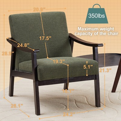 Chair with dimension lines and weight capacity labels