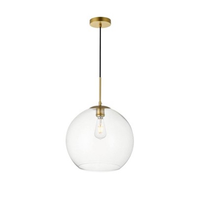 Elegant Lighting Baxter 1 Light Brass Pendant With Clear Glass