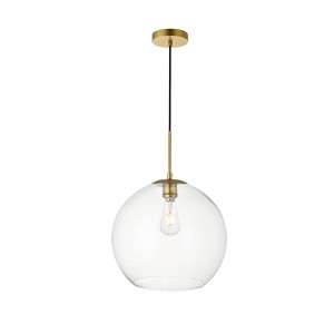 Elegant Lighting Baxter 1 Light Brass Pendant With Clear Glass - 1 of 4