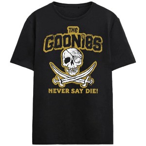 The Goonies Skull & Crossed Swords Adult Black Crew Neck Short Sleeve T-shirt - 1 of 3
