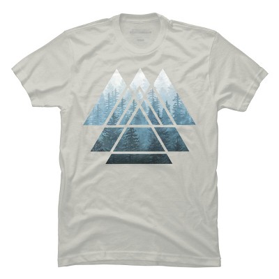 Men's Design By Humans Sacred Geometry Triangles - Misty Forest By Maryedenoa T-Shirt