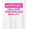 Women's - Instant Message - Warning I Will Hurt Your Feelings Short Sleeve Graphic T-Shirt - 2 of 4