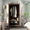 HOMES: Inside + Out andreasson Wardrobe Closet Distressed Walnut : Modern Armoire with Fixed Shelves, 19.54" Depth - 4 of 4