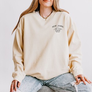 Simply Sage Market Embroidered New York City Lightweight Garment Dyed Sweatshirt - 1 of 4