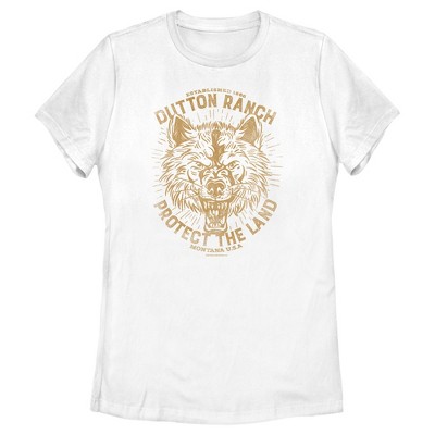 Women's Yellowstone Protect The Land Angry Wolf Dutton Ranch T-Shirt