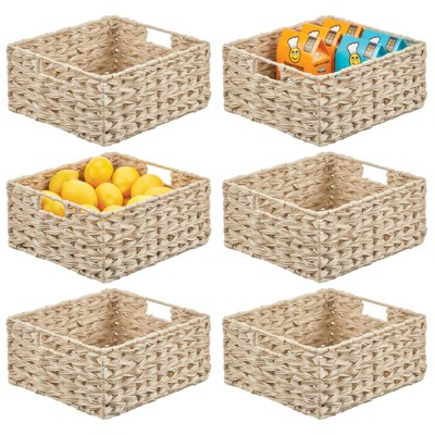 Mdesign Woven Farmhouse Kitchen Pantry Food Storage Basket Box, 6 Pack,  Cream, 12 X 9 X 6 : Target