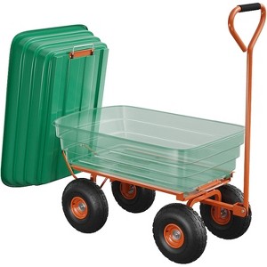 Acekool Poly Dump Cart, 4 Cu.Ft. 600lbs Capacity, Quick Release, No-Flat 10" Tires, 180° Handle, Rust-Resistant Wagon for Landscaping & Garden - 1 of 4