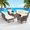9-Piece Outdoor Patio Furniture Set with PE Wicker, Acacia Wood, Removable Cushions & Pillows, Multi-Functional Modular Sofa - 3 of 4