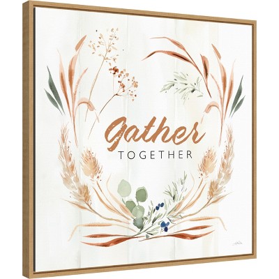 Gather Together Autumn Botanical Canvas Framed Wall Art 22-in. x 22-in.