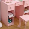 Kids Vanity Table with Tri-Folding Mirror, Light, Stool & Drawer - 2-in-1 Wooden Princess Makeup Desk for Girls, Perfect Pretend Play Set - 4 of 4