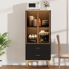 Pantry Cabinet, Freestanding Kitchen Storage Cabinet with Glass Door and 2 Drawers, Modern Kitchen Cupboard with 2 Storage Shelves - 3 of 4