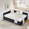 Tiramisubest Full Size Bed Frame Tufted Daybed Velvet Upholstered Frame Storage Drawers Living Room Bedroom Eucalyptus Wood Frame - 4 of 4