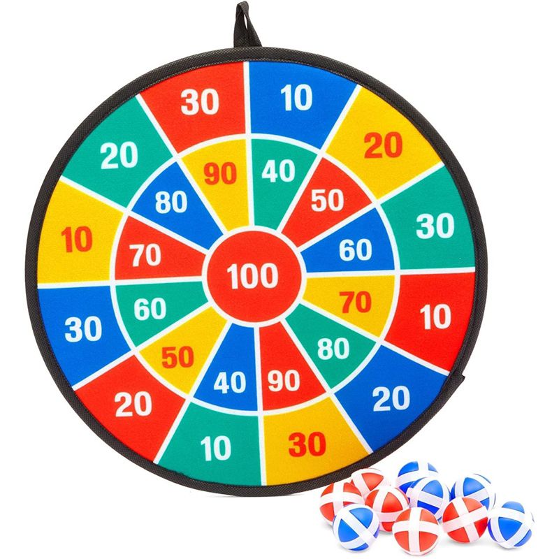 Blue Panda Kids Dart Board Game, Includes 10 Sticky Balls and Hook (14 In, 11 Pieces), 4 of 7