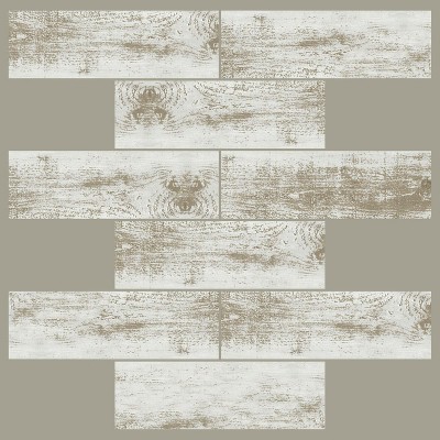 RoomMates 4pk Distressed Wood Subway Sticktiles Beige