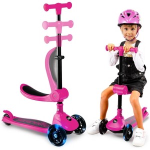 SereneLife 3-Wheel Foldable Kid Kick Scooter - Adjustable Handlebar, LED Lights - 1 of 4
