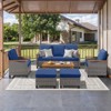 Buenhomino 6-Piece Outdoor Wicker Furniture Set – Sofa, 2 Chairs, 2 Ottomans & Coffee Table with Cushions, Weather-Resistant PE Rattan Patio Set - 2 of 4