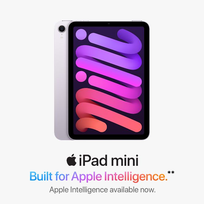 Apple iPad mini
Built for Apple Intelligence.**
Apple Intelligence available now.