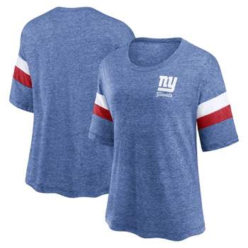NFL New York Giants Women's Weak Side Blitz Marled Left Chest Short Sleeve T-Shirt