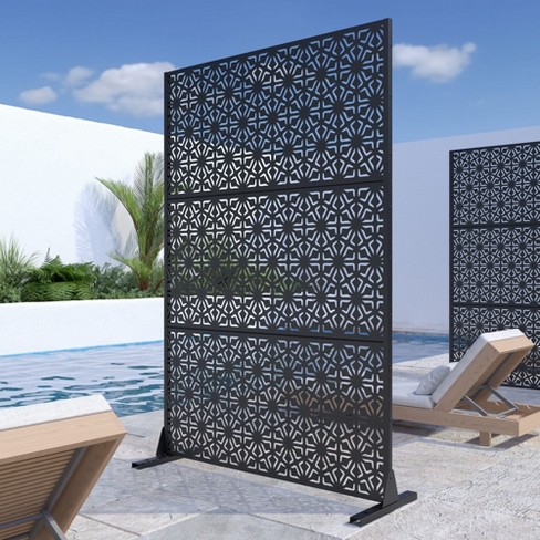 Dovelina Metal Outdoor Privacy Screen Freestanding Garden Privacy ...