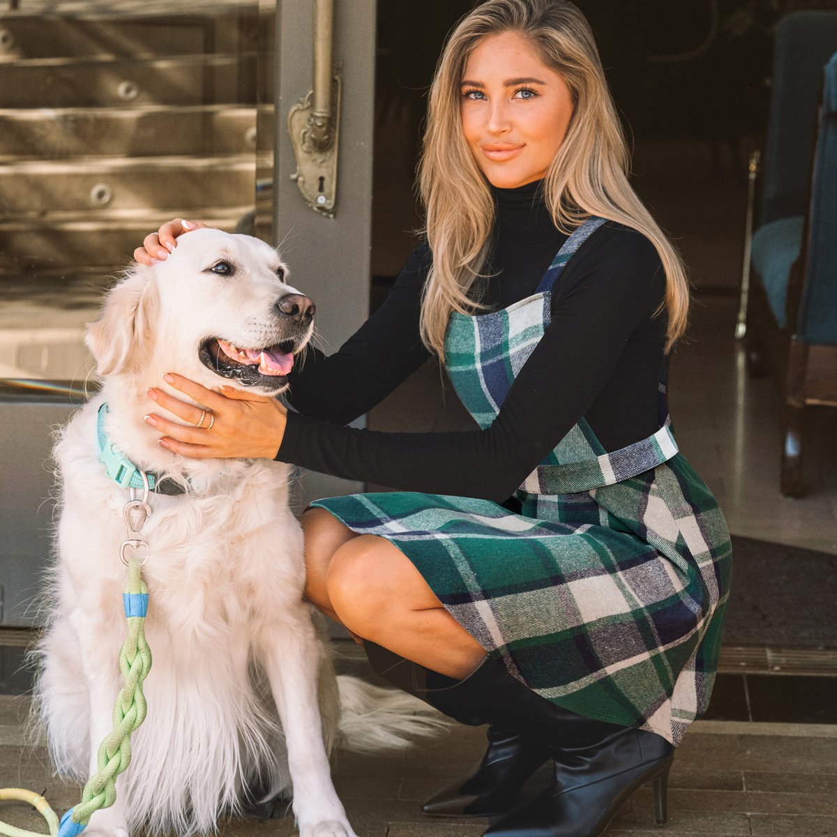 Женские платья Cupshe Women's Green Plaid Pinafore Dress-M-Green — фото 5