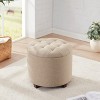 Ornavo Home Upholstered Round Tufted Storage Ottoman with Wooden Legs - 4 of 4