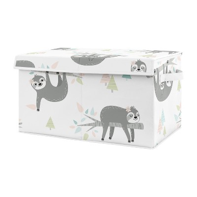 Sweet Jojo Designs Girl Fabric Storage Toy Bin Sloth Pink, Green And ...