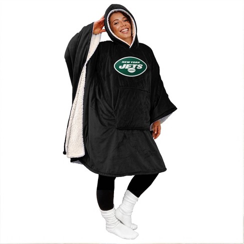 NFL New York Jets Team Color Bloncho with Logo Patch and Sherpa Inside  Throw Blanket