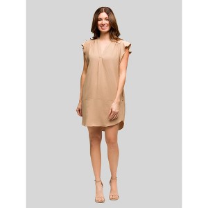 24seven Comfort Apparel Womens V Neck Cap Sleeve Knee Length Pocket Dress - 1 of 4