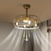 YIYIBYUS 20In Gold Ceiling Fan Light, Caged Ceiling Fan with Remote Control - 2 of 4