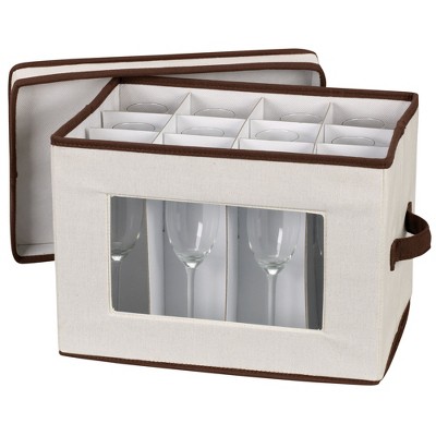 Gray Fabric Collapsible Lidded Storage Bin with Trim