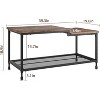 Industrial Coffee Table 2-Tier Rectangle Storage Cocktail Table Living Room Table with Mesh Shelf Metal Frame Sturdy Coffee Table, Rustic Brown - 2 of 4