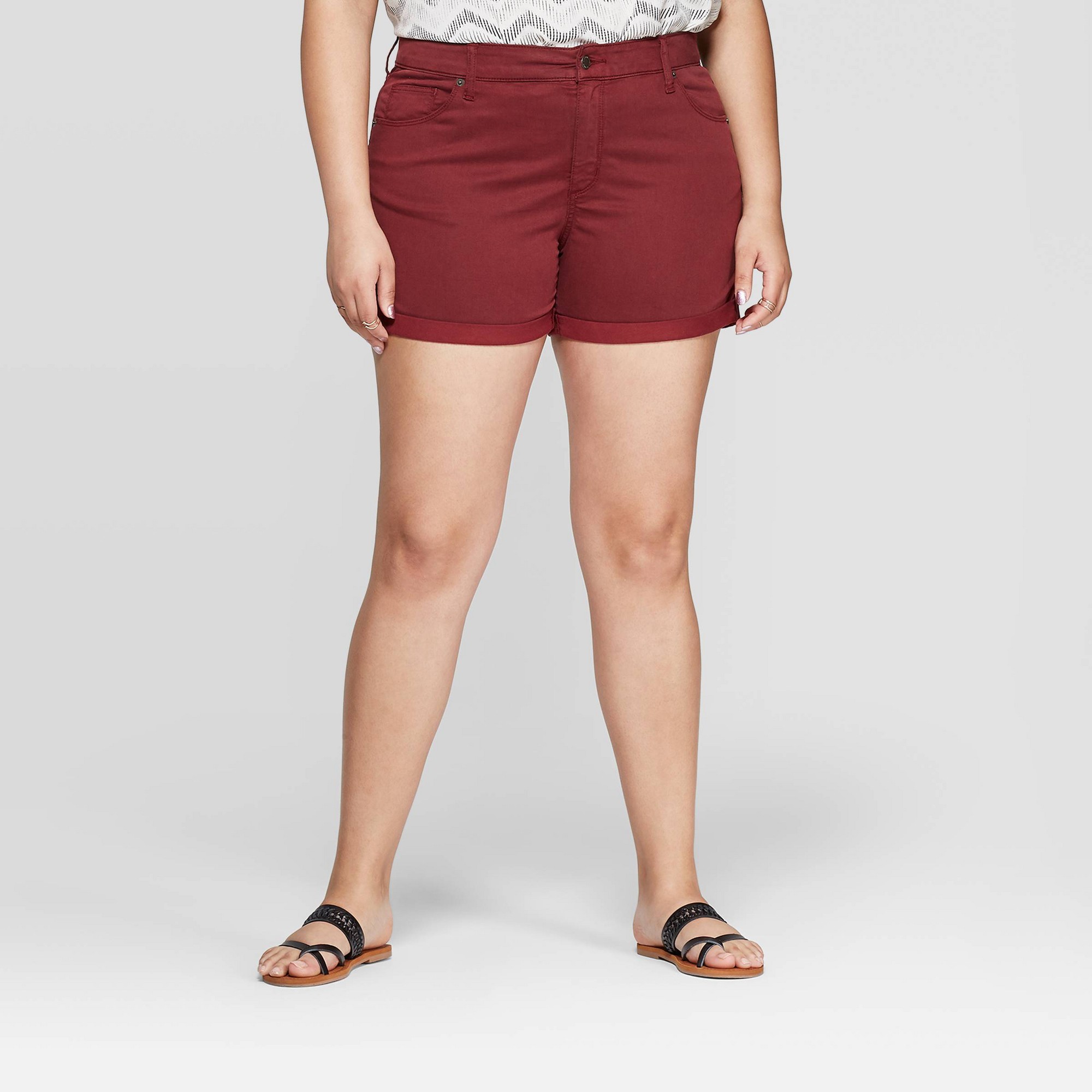 Burgundy denim outlet shorts