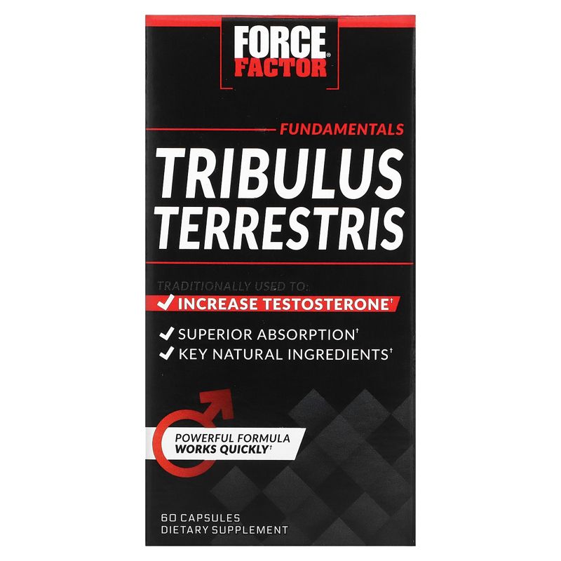 Force Factor, Tribulus Terrestris, Testosterone Booster 1,000 mg (per Serving), 60 Capsules, 1 of 4