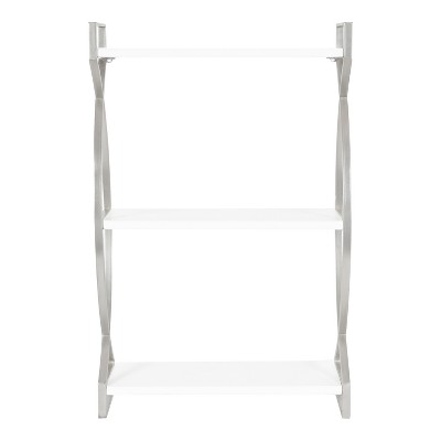 Arietta 3-Tier White and Silver Metal Wall Shelf