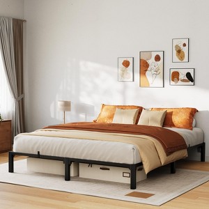 Bed Frame with No Tools Assembly, Heavy Duty Steel Platform, No Box Spring Needed, 800lb Support for Guest or Master Bedroom - 1 of 4