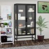 Display Cabinet with Glass Doors, Curio Cabinet with 3-Tier Adjustable Shelves Storage Cabinet for Home, Living Room and Office Black - 4 of 4